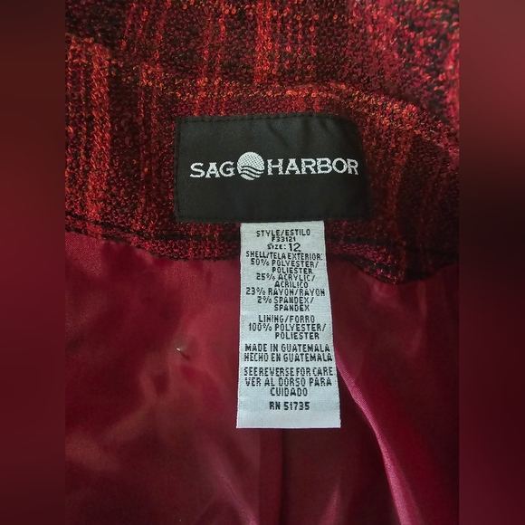 Sag Harbor Womens Red Plaid Suit Jacket Blazer Size 12 - Picture 8 of 10